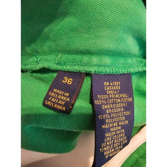 Polo Ralph Lauren green Chino shorts sz 36 waist blue embroidered whale shorts - Picture 5 of 5